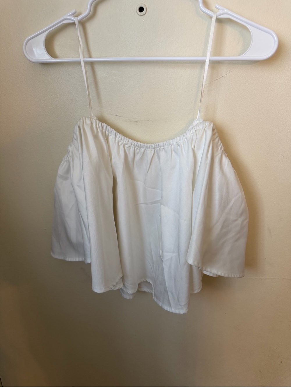 White Off-Shoulder Flowy Crop Top